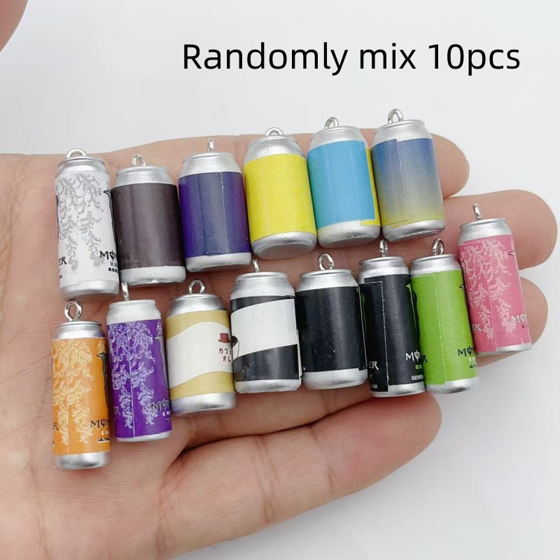 Resin Craft Projects - 10 ชิ้น จี้เรซินรูปกระป๋องเครื่องดื่มจำลองขนาดเล็ก หลากสีสัน สำหรับทำจี้ขวดเครื่องดื่มจำลอง DIY
