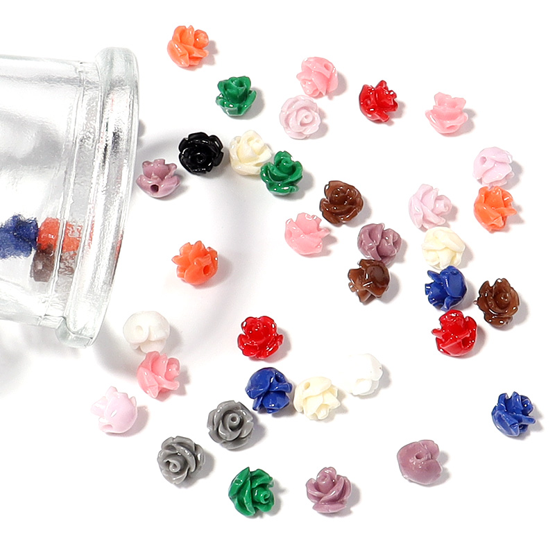 Flower Preservation Resin - ลูกปัดดอกไม้ปะการังเลียนแบบเรซิน30ชิ้นสายคล้องแว่นตาลูกปัดดอกไม้ประดิษฐ์หลากสี6มม. สำหรับเครื่องประดับสร้อยข้อมือเครื่องประดับทำ DIY เครื่องประดับ