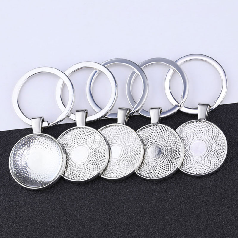 Bezels Set Pendant - 50PCS ขายส่งคุณภาพสูงคู่พวงกุญแจการตั้งค่า Cabochon ฐานถาด25มม.ว่างเปล่าสำหรับ DIY Key