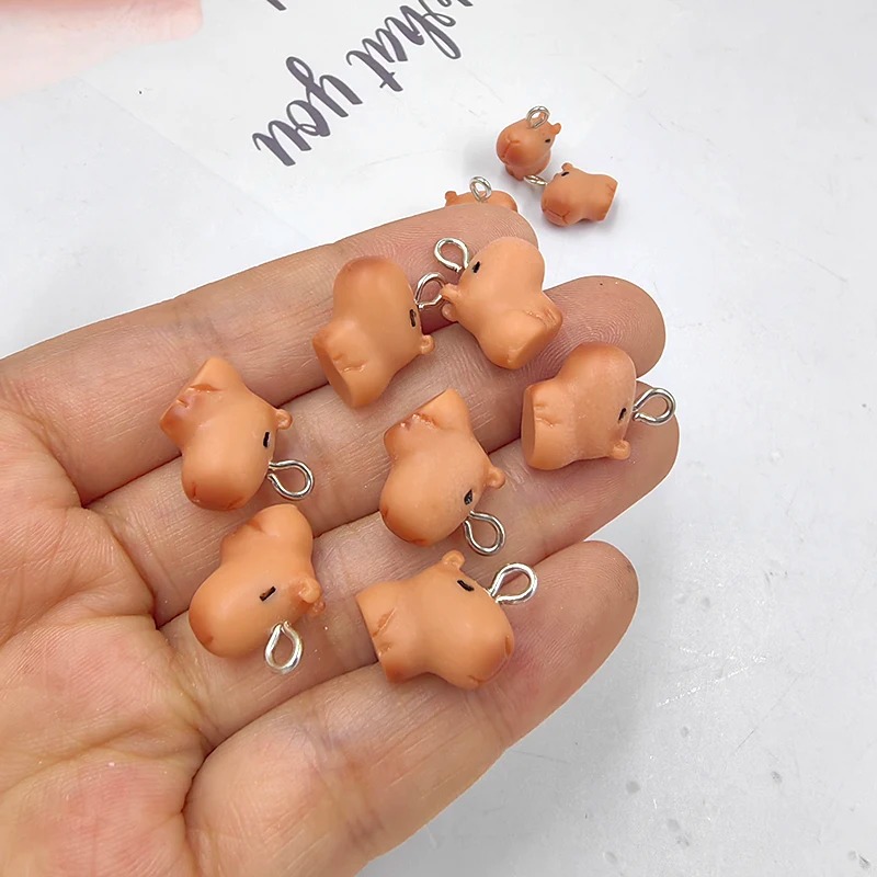 Resin Crafts Diy - จี้คาปิบาร่าน่ารักขนาดเล็ก 10 ชิ้น สำหรับทำเครื่องประดับ จี้รูปสัตว์ยอดนิยม จี้ห้อยขนาดเล็ก